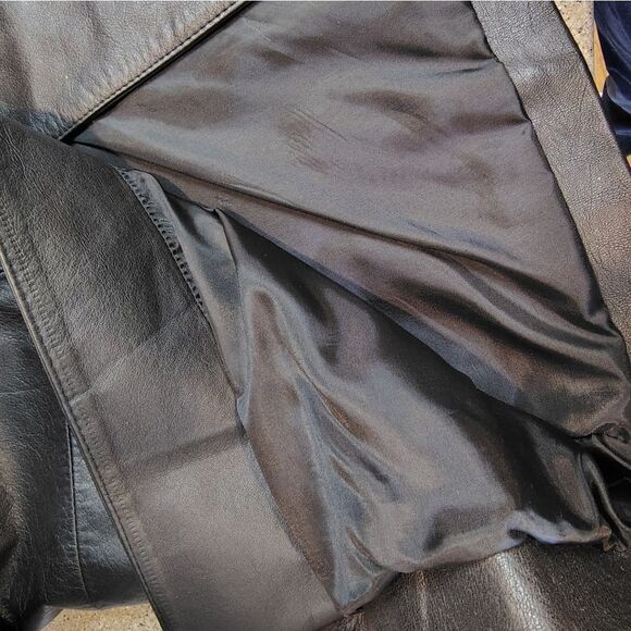 Charles Klein Vintage Long Leather Jacket  Duster Trench Generous Size Small - Picture 5 of 8